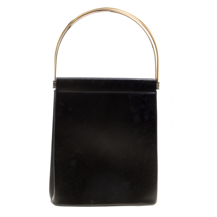 Pre Owned Cartier Black Leather Small Trinity Bag