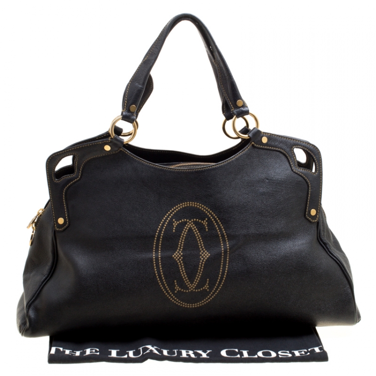 Pre Owned Cartier Black Leather Marcello de Cartier Satchel 
