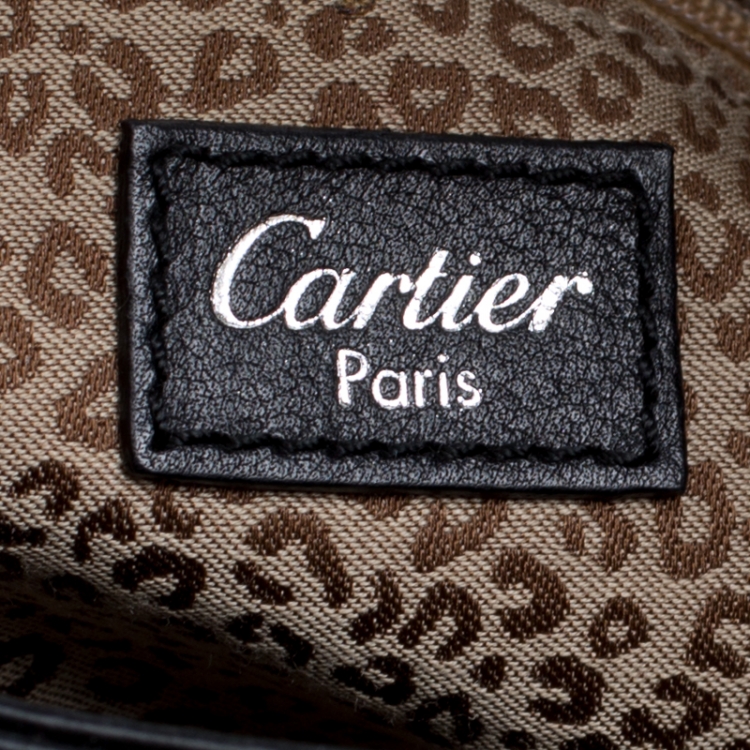Pre Owned Cartier Black Leather Panthere Hobo