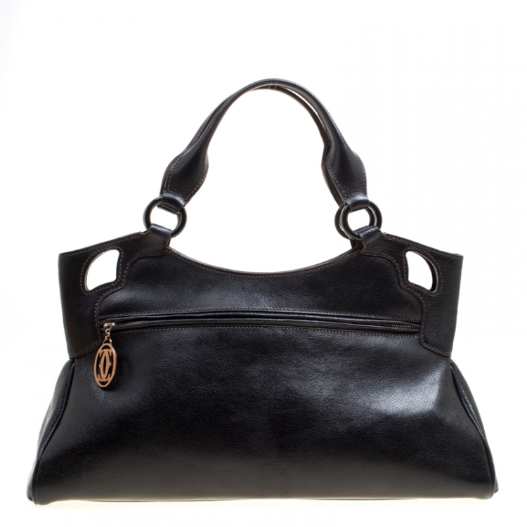 Pre Owned Cartier Black Leather Marcello de Cartier Satchel 