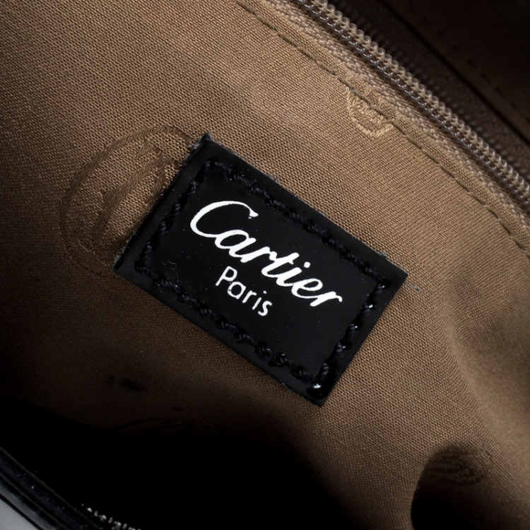 Pre Owned Cartier Black Patent Leather Small Marcello De Cartier Bag