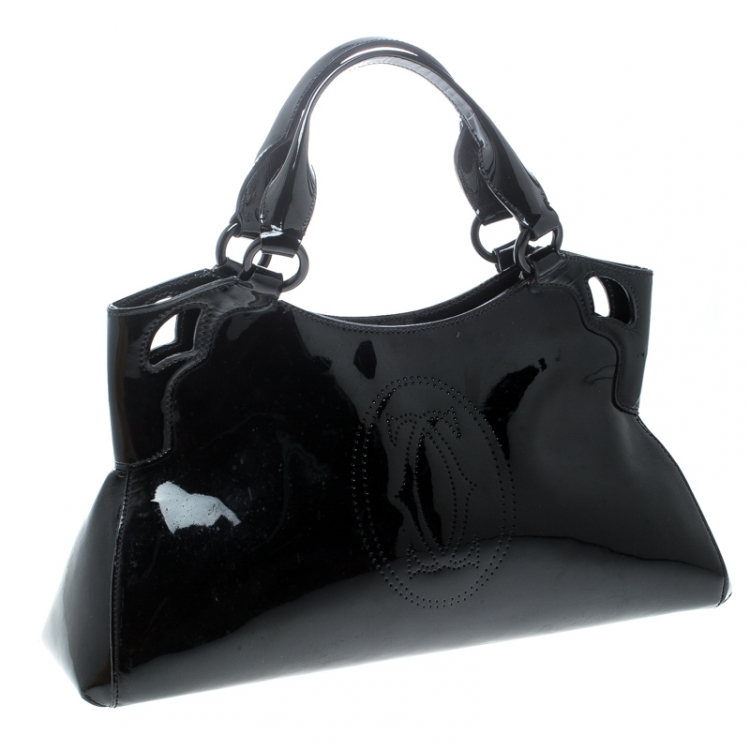 Pre Owned Cartier Black Patent Leather Small Marcello De Cartier Bag