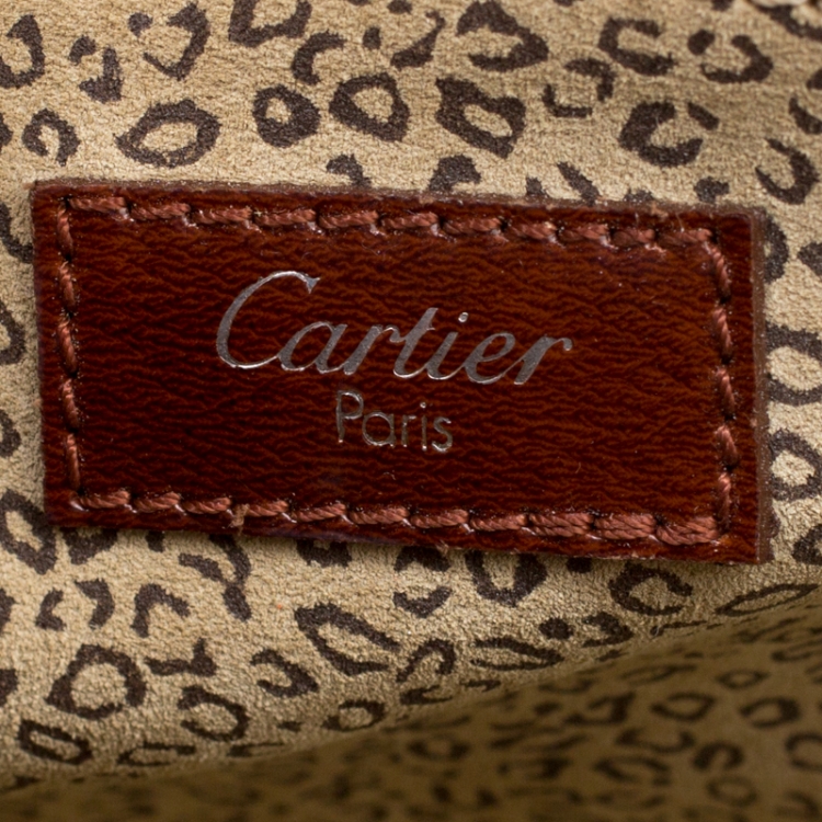 Pre Owned Cartier Brown Patent Leather Panthere Box Satchel