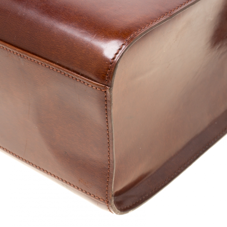 Pre Owned Cartier Brown Patent Leather Panthere Box Satchel