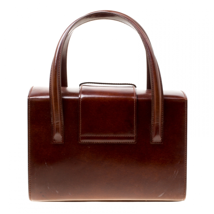 Pre Owned Cartier Brown Patent Leather Panthere Box Satchel