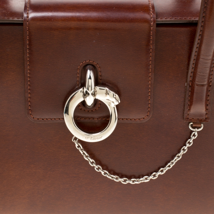 Pre Owned Cartier Brown Patent Leather Panthere Box Satchel