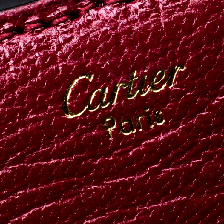 Pre Owned Cartier Red Leather Envelope Shoulder Bag