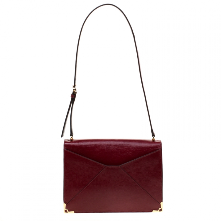 Pre Owned Cartier Red Leather Envelope Shoulder Bag