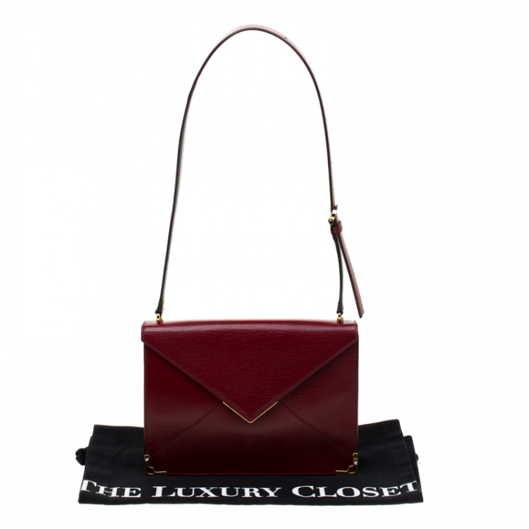 Pre Owned Cartier Red Leather Envelope Shoulder Bag