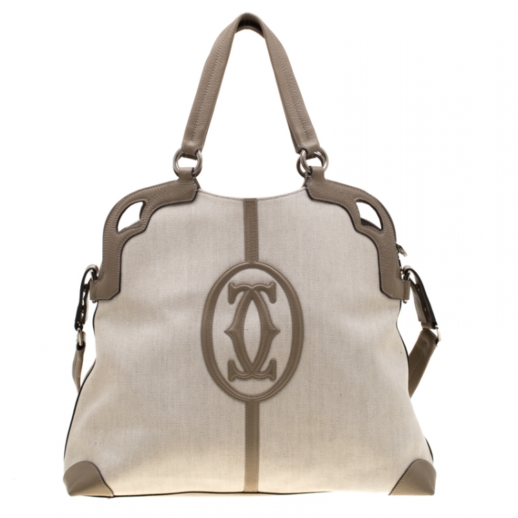 Pre Owned Cartier Beige Canvas and Leather Marcello de Cartier Bag