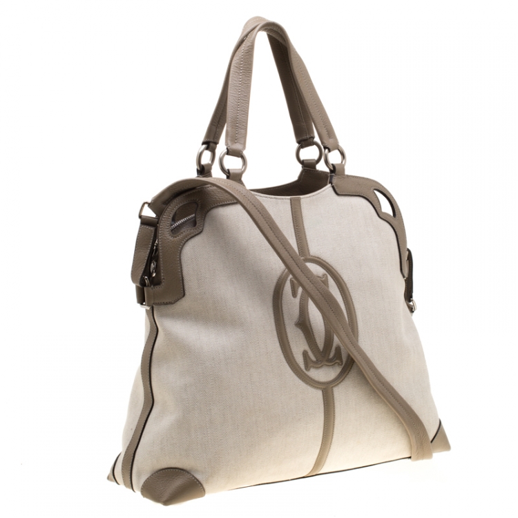 Pre Owned Cartier Beige Canvas and Leather Marcello de Cartier Bag