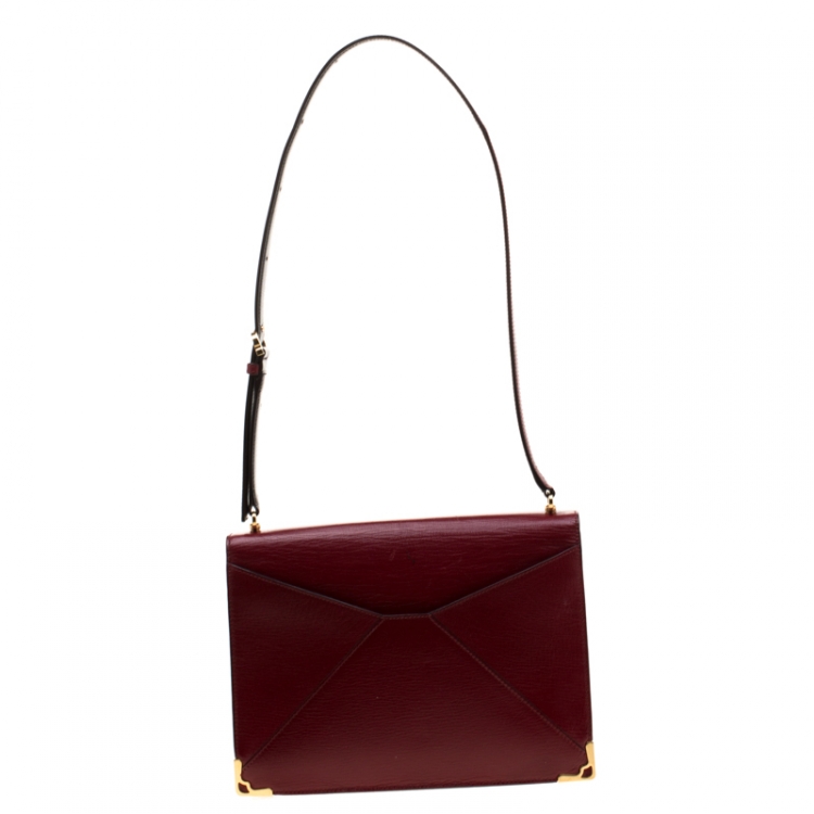 Pre Owned Cartier Red Leather Envelope Shoulder Bag
