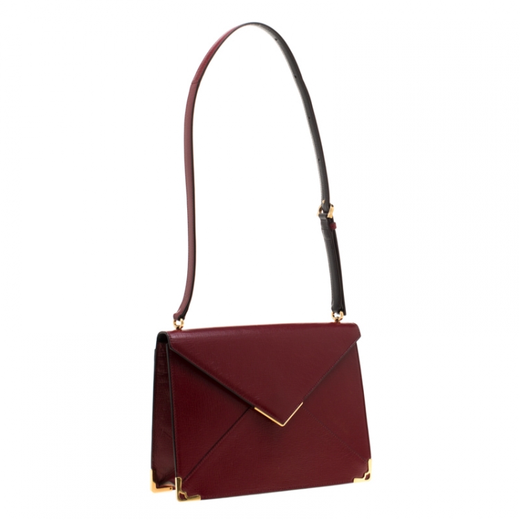 Pre Owned Cartier Red Leather Envelope Shoulder Bag