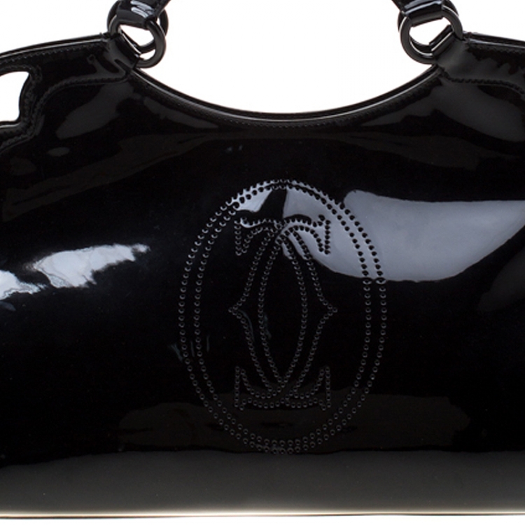 Pre Owned Cartier Black Patent Leather Medium Marcello de Cartier Bag