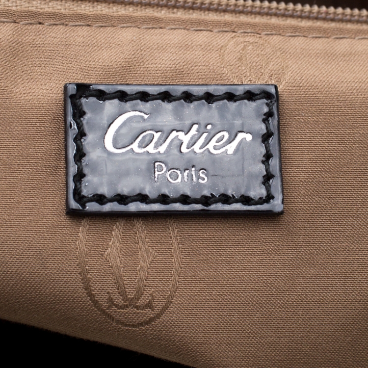 Pre Owned Cartier Black Patent Leather Medium Marcello de Cartier Bag