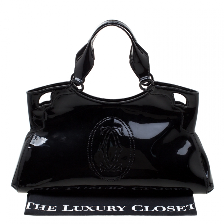 Pre Owned Cartier Black Patent Leather Medium Marcello de Cartier Bag