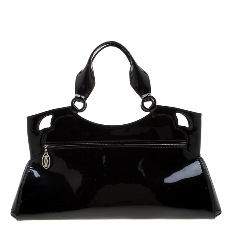Pre Owned Cartier Black Patent Leather Medium Marcello de Cartier Bag