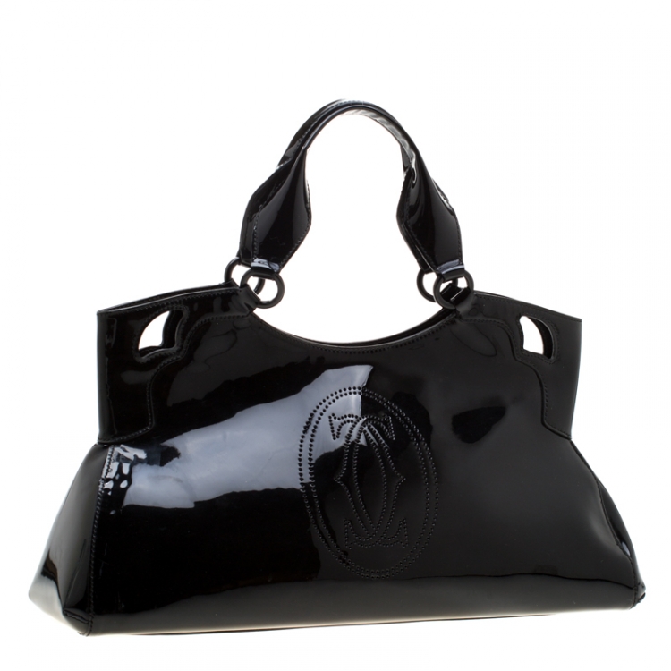Pre Owned Cartier Black Patent Leather Medium Marcello de Cartier Bag