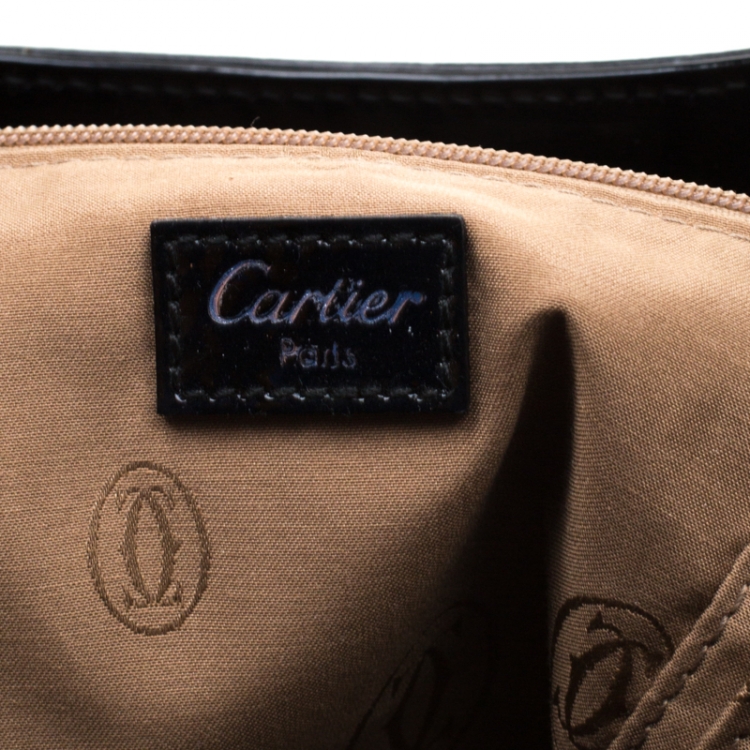 Pre Owned Cartier Black Patent Leather Marcello De Cartier Tote