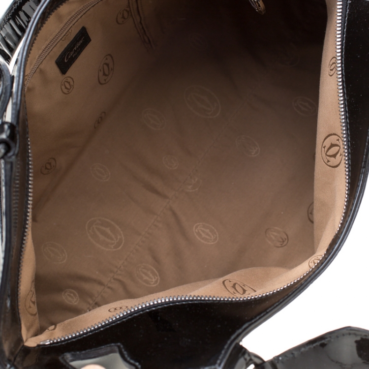 Pre Owned Cartier Black Patent Leather Marcello De Cartier Tote