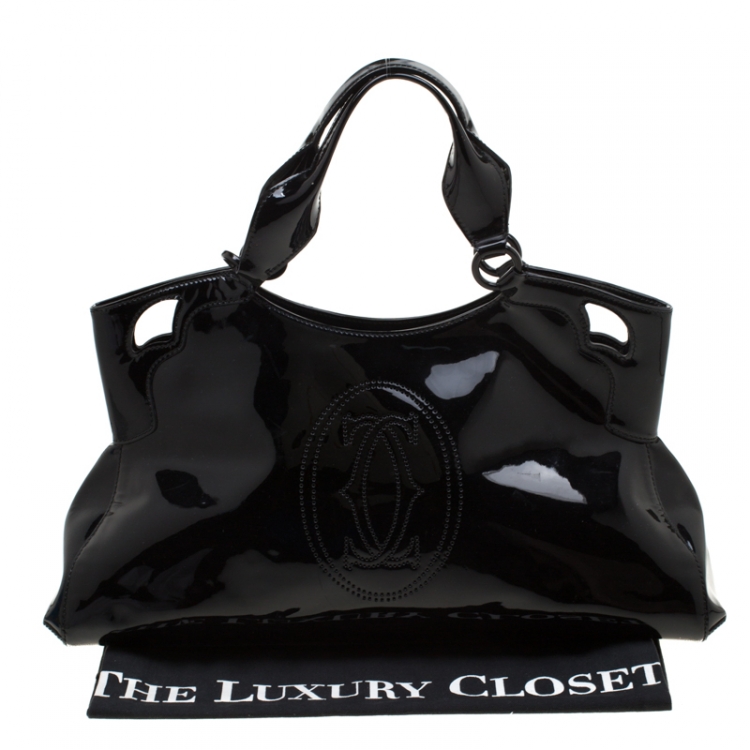 Pre Owned Cartier Black Patent Leather Marcello De Cartier Tote