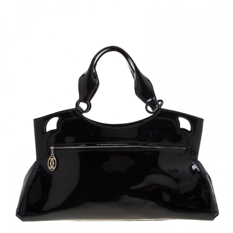 Pre Owned Cartier Black Patent Leather Marcello De Cartier Tote