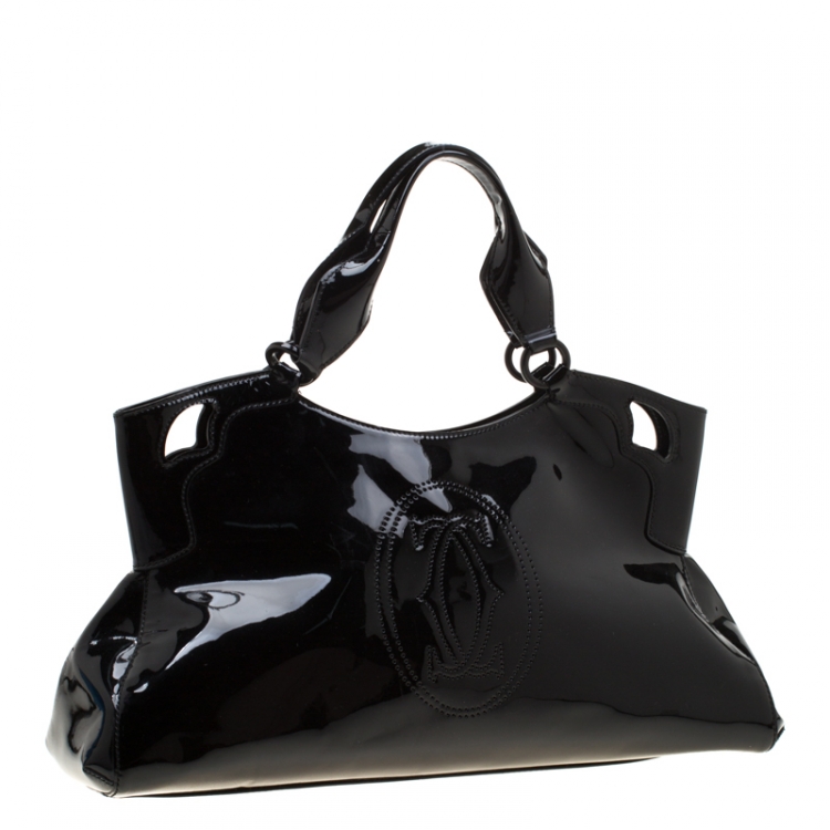 Pre Owned Cartier Black Patent Leather Marcello De Cartier Tote