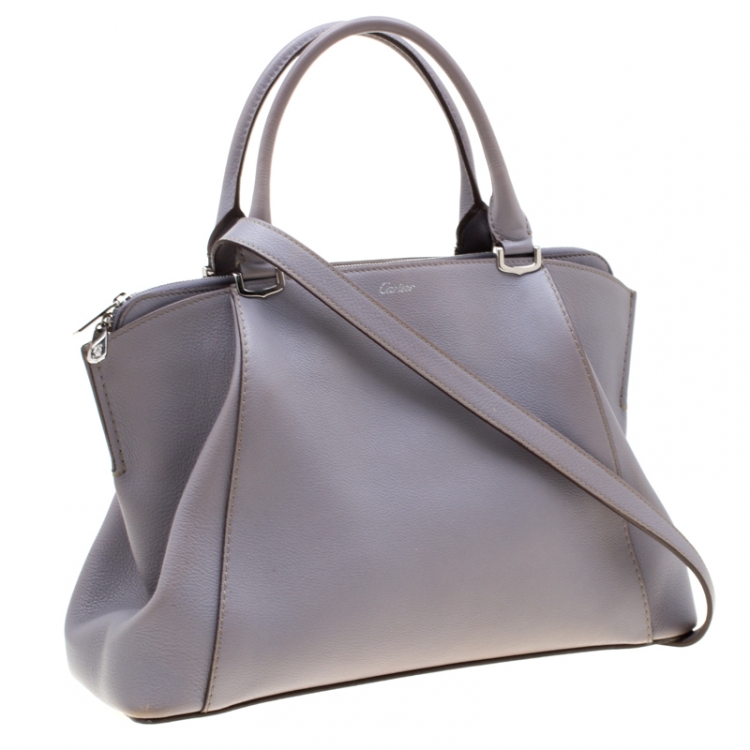 Pre Owned Cartier Light Lavander Leather C De cartier Small Tote