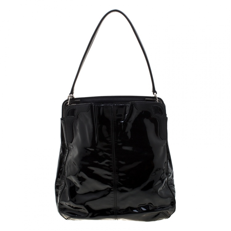 Pre Owned Cartier Black Patent Leather Marcello de Cartier Bag