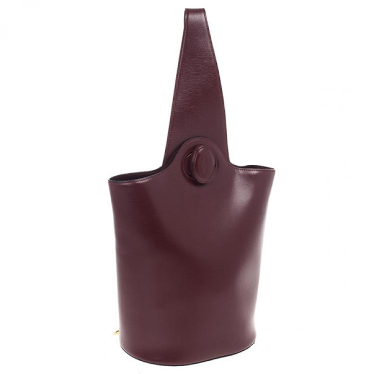 Pre Owned Cartier Maroon Leather Turnlock Sidepack