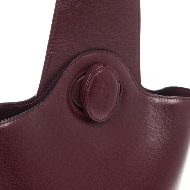 Pre Owned Cartier Maroon Leather Turnlock Sidepack