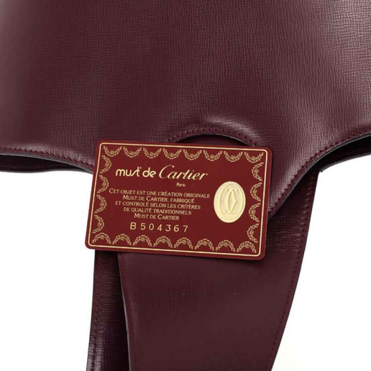 Pre Owned Cartier Maroon Leather Turnlock Sidepack
