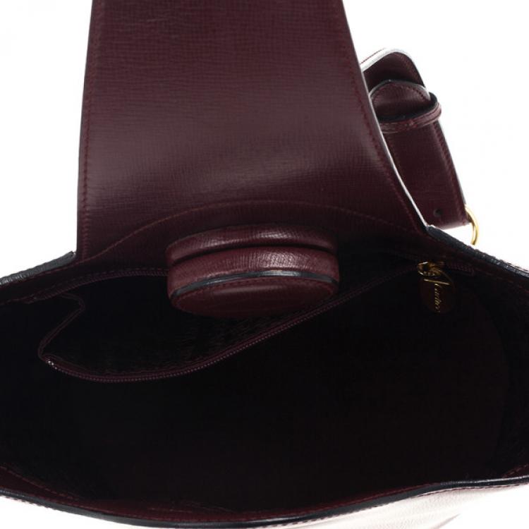 Pre Owned Cartier Maroon Leather Turnlock Sidepack