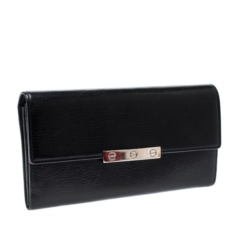 Pre Owned Cartier Black Leather Love Continental Wallet