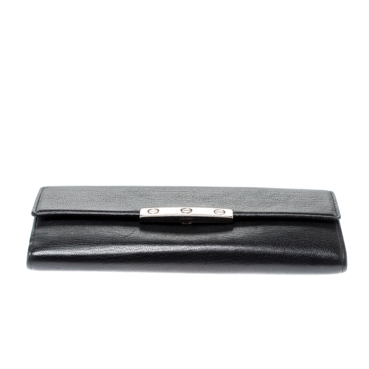 Pre Owned Cartier Black Leather Love Continental Wallet