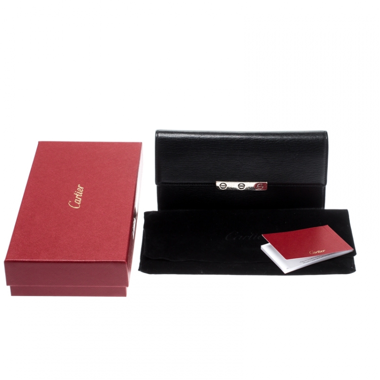 Pre Owned Cartier Black Leather Love Continental Wallet
