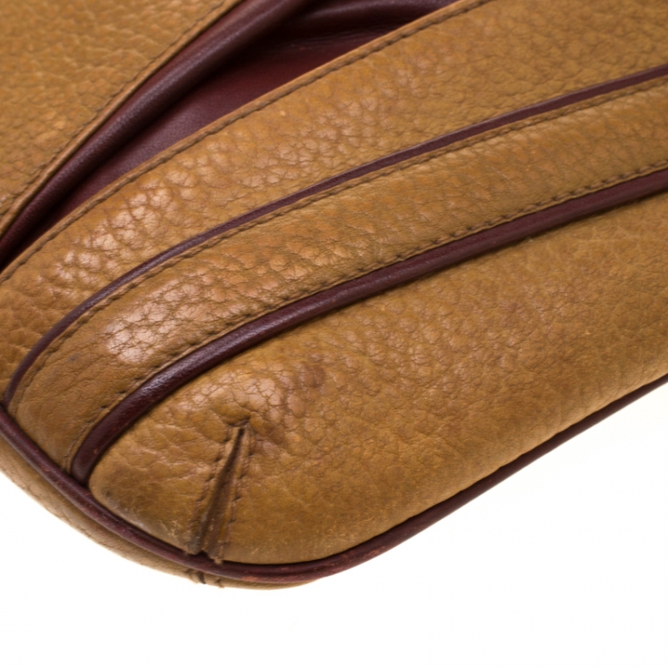 Pre Owned Cartier Tan/Burgundy Leather Must De Cartier Shoulder Bag