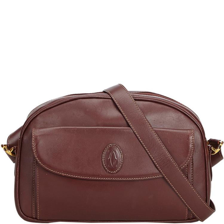 Pre Owned Cartier Red Leather Crossbody Bag