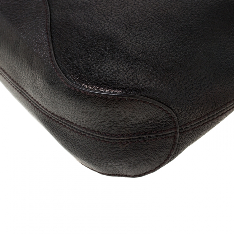 Pre Owned Cartier Metallic Black Leather Marcello De Cartier Foldover Clutch