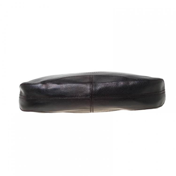 Pre Owned Cartier Metallic Black Leather Marcello De Cartier Foldover Clutch
