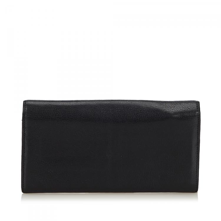 Pre Owned Cartier Black Leather Long Wallet