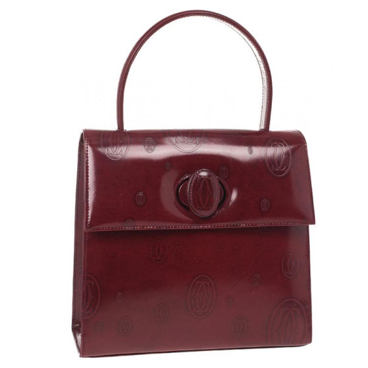 Pre Owned Cartier Burgundy ‘Happy Birthday’ Top Handle Bag