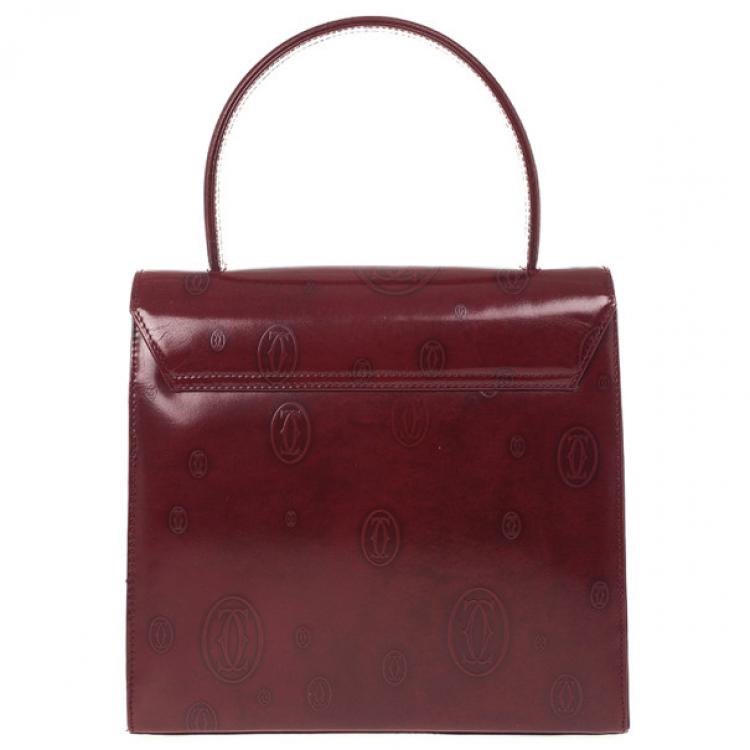 Pre Owned Cartier Burgundy ‘Happy Birthday’ Top Handle Bag