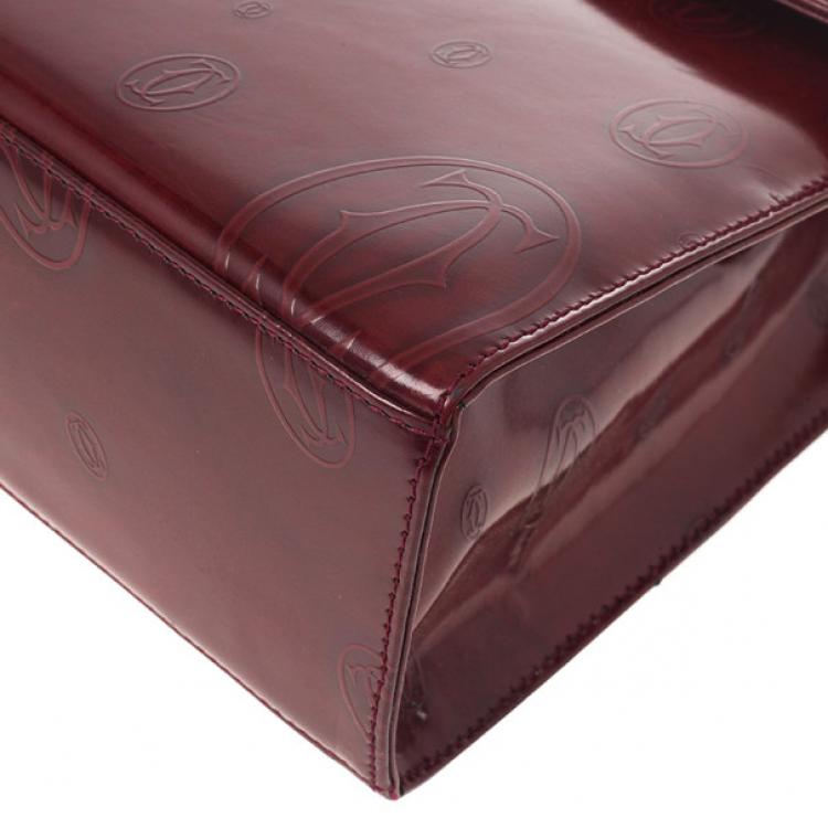 Pre Owned Cartier Burgundy ‘Happy Birthday’ Top Handle Bag