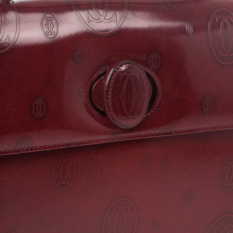 Pre Owned Cartier Burgundy ‘Happy Birthday’ Top Handle Bag