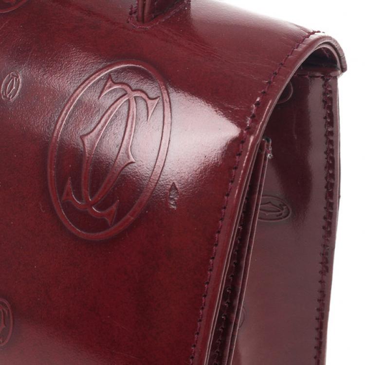 Pre Owned Cartier Burgundy ‘Happy Birthday’ Top Handle Bag