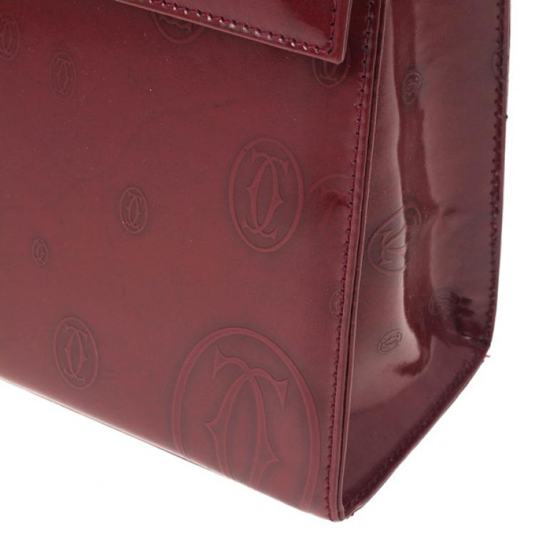 Pre Owned Cartier Burgundy ‘Happy Birthday’ Top Handle Bag