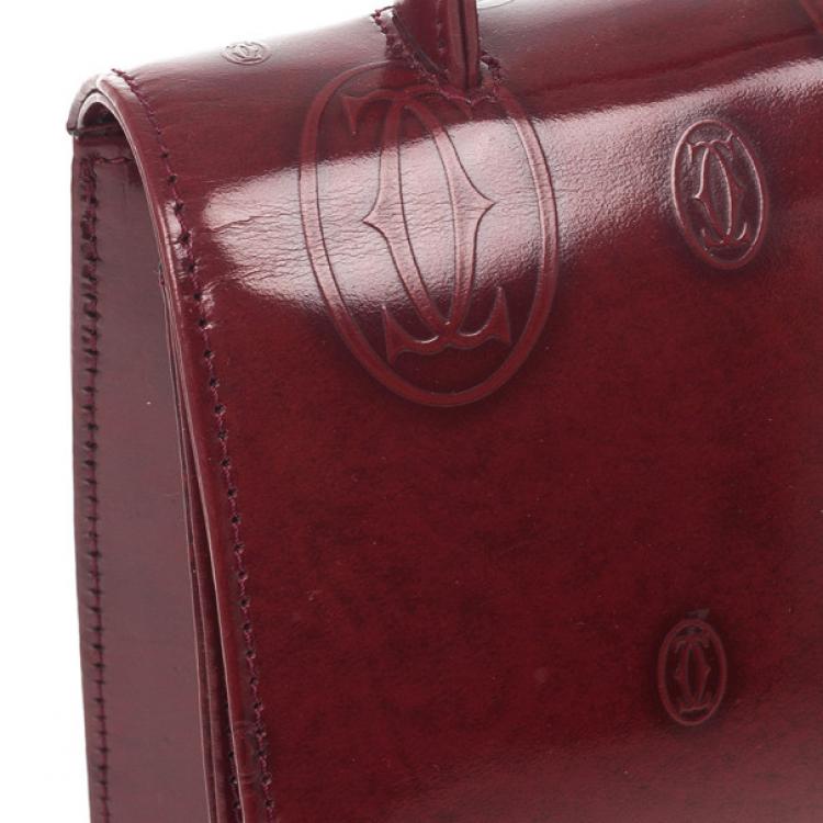 Pre Owned Cartier Burgundy ‘Happy Birthday’ Top Handle Bag
