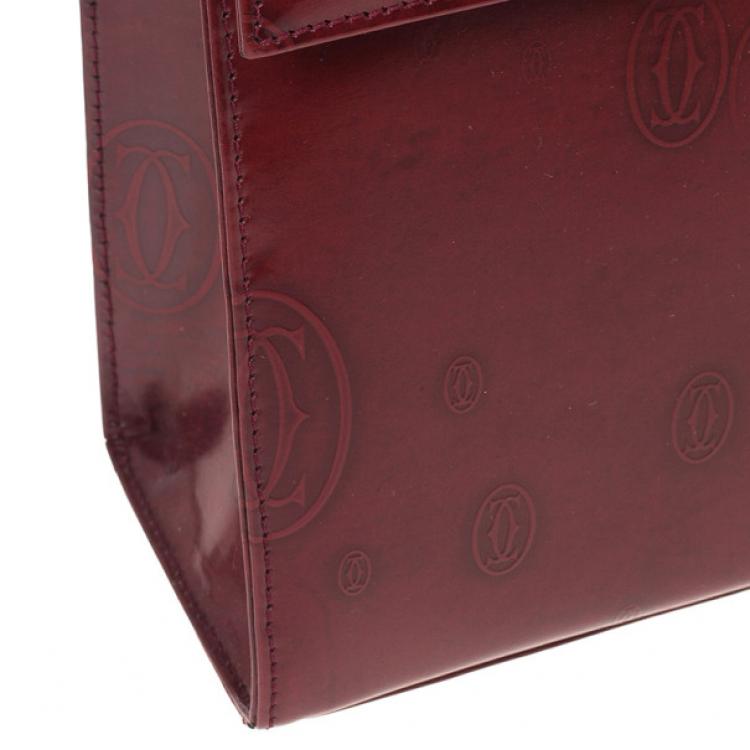 Pre Owned Cartier Burgundy ‘Happy Birthday’ Top Handle Bag