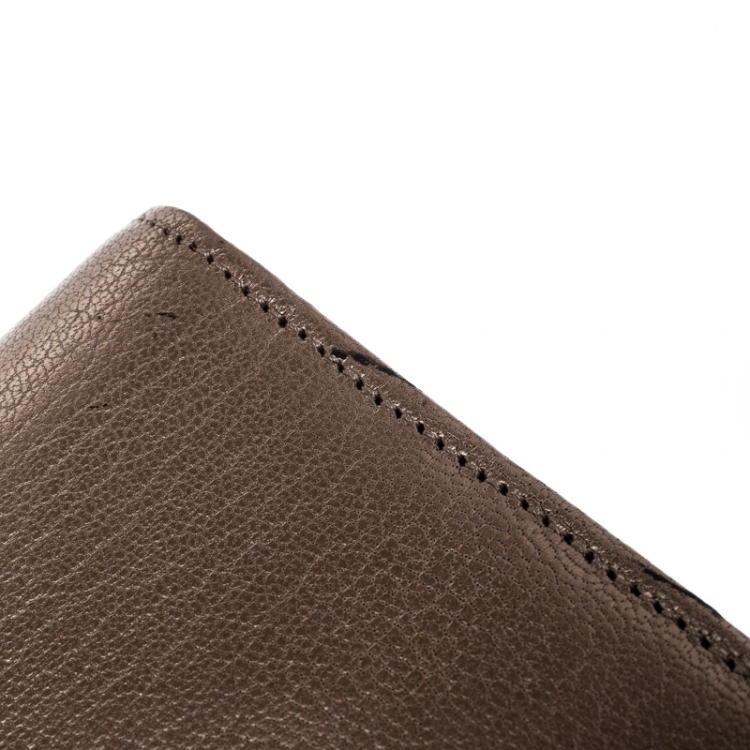 Pre Owned Cartier Metallic Peach Leather Continental Wallet